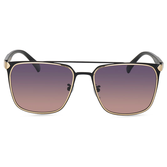 UV-Protected Square Clubmaster Half-Rim Fashion Sunglasses (3113 Black Mirror)