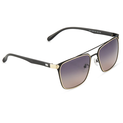 UV-Protected Square Clubmaster Half-Rim Fashion Sunglasses (3113 Black Mirror)