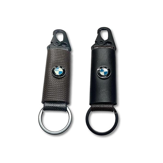 Car & Bike Leather Metal Ring Black Hook Keychain Combo Black & Brown