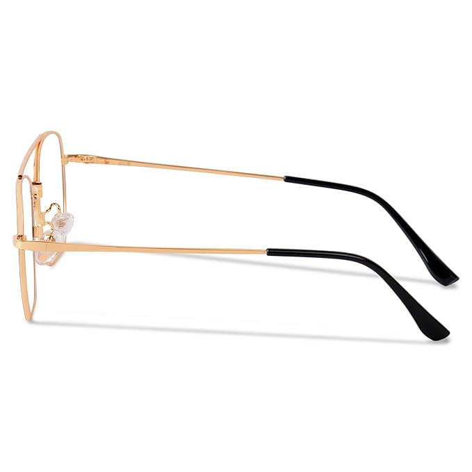 Blue-Cut Computer Glasses | Aviator | Oversized | Metal | Gold | 73005