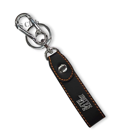 Drive Safe Car & Bike Leather Metal Ring Silver Hook Keychain Black