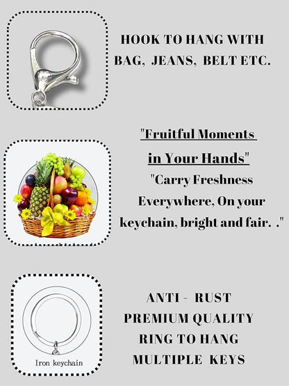 Fruits Metal Ring Silver Hook Keychain for Cars Bikes Gifting for Fruitful Moments Pumpkin