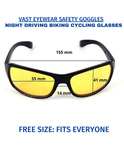 Day & Night Vision + Clear Glasses Wraparound Combo for Night driving, Sports, Biking