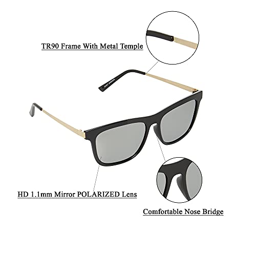 Stripe Gray Hipster Acetate Square Polarized Sunglasses with Gray Non-Rx Tac Sun Lenses
